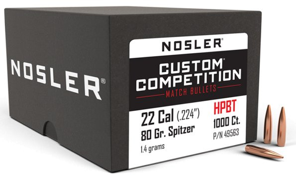NOSLER CUSTOM COMPETITION .22 80GR HPBT, VPE:1000STÜCK, #49563