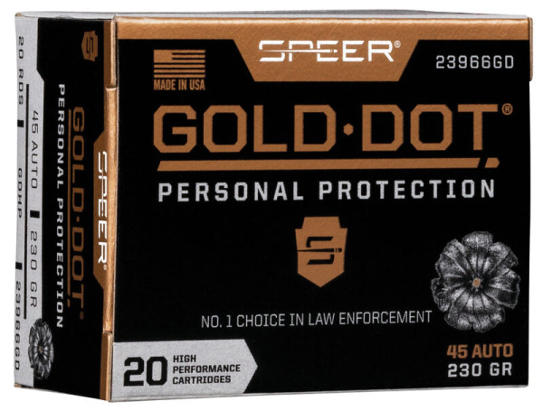 SPEER GOLD DOT .45 AUTO 230GR HP, VPE: 20STÜCK, #23966GD
