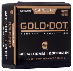 SPEER PERSONAL PROTECT. GOLD DOT HP BULLETS 10MM/.400 200GR, VPE:100STÜCK, #400200GDB
