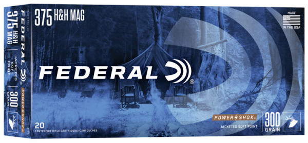FEDERAL POWER-SHOK .375 H&H MAG 300GR SP, VPE: 20STÜCK, #375B