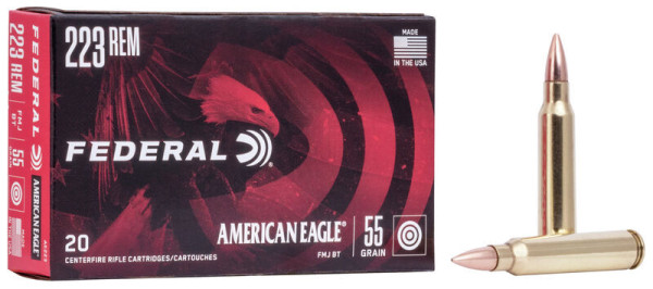 FEDERAL AMERICAN EAGLE, .223 REM 55GR FMJ-BT, VPE: 20STÜCK, #AE223