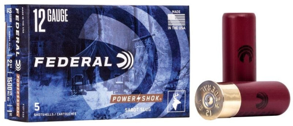 FEDERAL POWER SHOK SABOT SLUG .12GA 2-3/4 MAX 1OZ, VPE:5STÜCK, #F127SS2