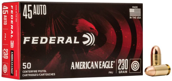 FEDERAL AMERICAN EAGLE KAL. .45 AUTO 230GR FMJ, VPE:50STÜCK, #AE45A