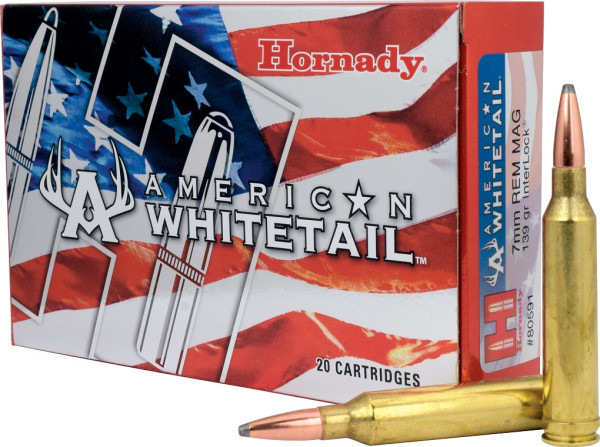 HORNADY AMERICAN WHITETAIL 7MM REM MAG 139GR INTERLOCK, VPE: 20STÜCK, #80591