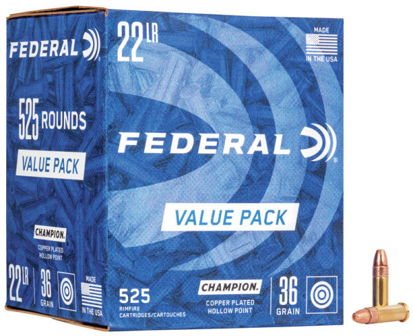 FEDERAL #745 MUNITION .22LR HV 36GR HP COPPER PLATED 525STÜCK