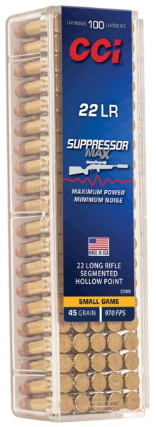 CCI .22 LR 45GR SUPPRESOR MAX SEGMENTED HP, VPE:100 STÜCK, #22SMX