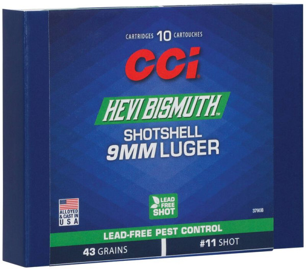 CCI PEST CONTROL BISMUTH SCHROT 9MM LUGER 53GR SHOTSIZE #12 10STÜCK, #3790B