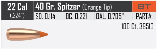 NOSLER BALLISTIC TIP VARMINT .22/.224 40GR VPE: 100STÜCK #39510