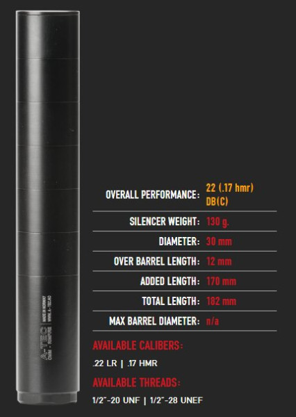 A-TEC CMM-6 RIMFIRE .22 SCHALLDÄMPFER 1/2-28 UNEF