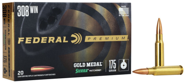 FEDERAL PREMIUM .308WIN 175GR SIERRA MATCHKING BTHP, VPE: 20STÜCK, #GM308M2