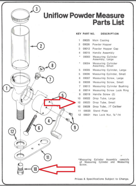 RCBS #09023 POWDER MEASURE DROP TUBE SMALL