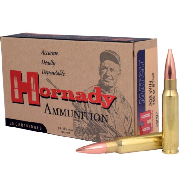HORNADY MATCH .308WIN 168GR BTHP, VPE: 20STÜCK, #8097