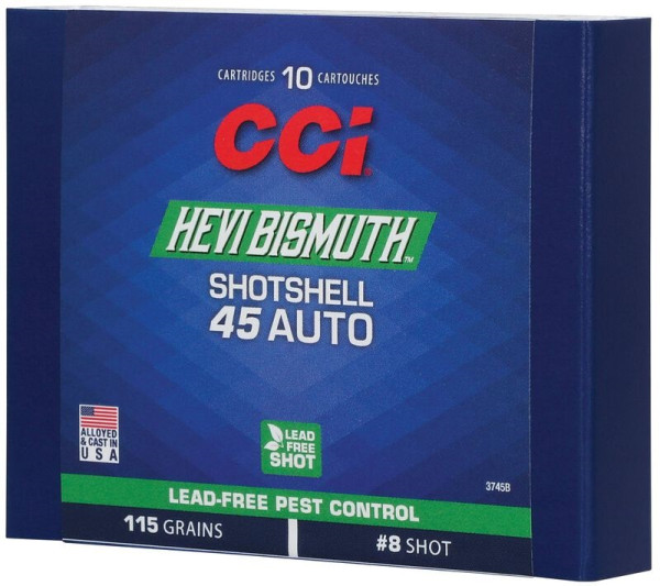 CCI BISMUTH SHOTSHELL .45 AUTO 120GR #9 SHOT, VPE:10STÜCK, #3745 B