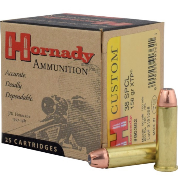 HORNADY CUSTOM .38 SPCL 158GR XTP, VPE: 25STÜCK, #90362