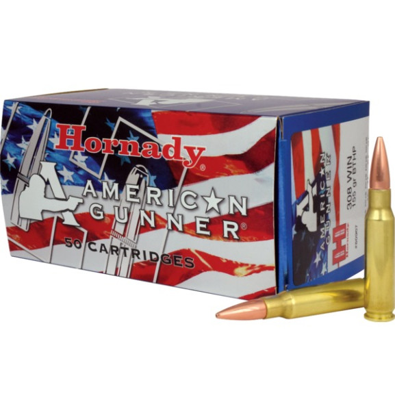 HORNADY AMERICAN GUNNER AMMO .308 WIN 155GR BTHP MATCH AG, VPE:50 STÜCK, #80967