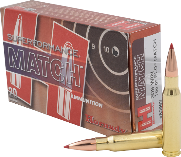 HORNADY SUPERFORMANCE MATCH .308 WIN 168GR ELD MATCH, VPE: 20STÜCK #80963