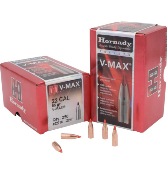 HORNADY V-MAX .22/.224 55GR, VPE: 250STÜCK, #22716