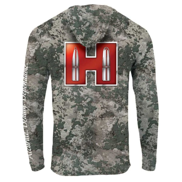 HORNADY CAMO SOLAR PROTECTION 50+ HOODIE W/RED HORNADY LOGO BACK SIZE: XXXL, #99599