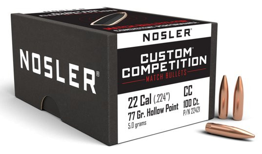 NOSLER CUSTOM COMPETITION .22/.224 77GR HPBT, VPE:100STÜCK, #22421