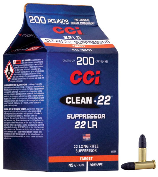 CCI CLEAN - 22 .22LR 45GR SUPPRESSOR LRN, VPE: 200STÜCK, #00980CC