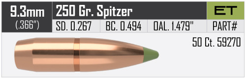 NOSLER E-TIP 9,3MM/.366 250GR VPE: 50STÜCK #59270