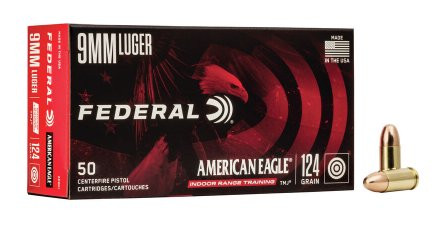 FEDERAL AMERICAN EAGLE 9MM LUGER 124GR TMJ BLEIFREI, VPE:50STÜCK, #AE9N1