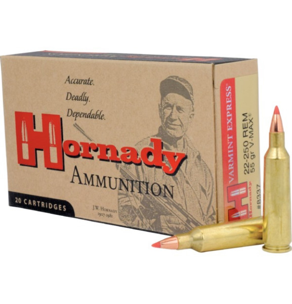 HORNADY VARMINT EXPRESS .22-250 REM 55GR V-MAX, VPE: 20STÜCK, #8337