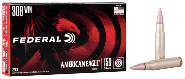 FEDERAL AMERICAN EAGLE .308WIN 150GR FMJ-BT, VPE: 20STÜCK, #AE308D