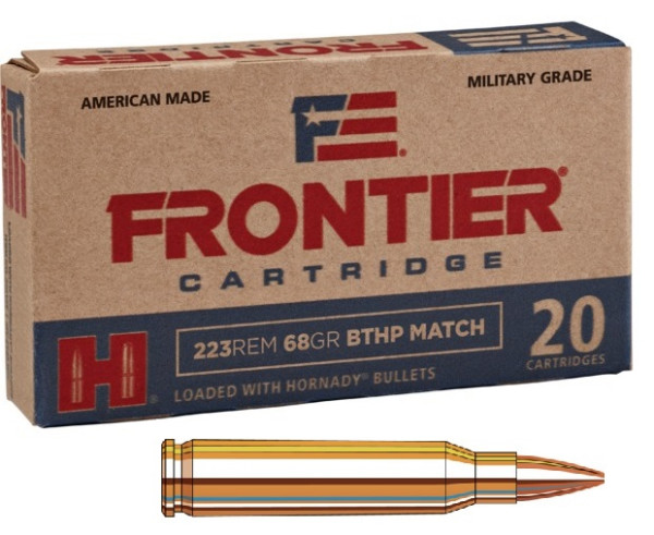 HORNADY FRONTIER MATCH .223 REM 68GR, HPBT, VPE: 20STÜCK, #FR160