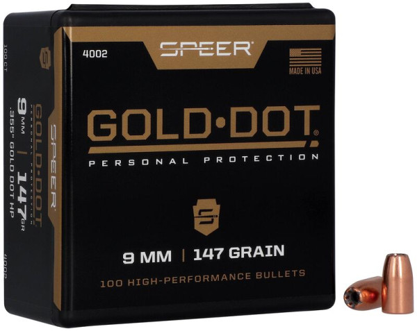 SPEER GOLD DOT 9MM 147GR GDHP, VPE:100STÜCK, #4002