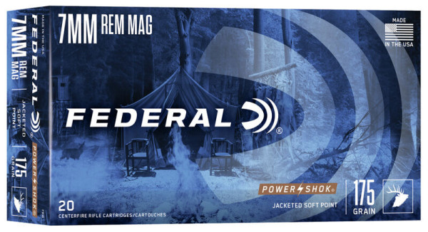 FEDERAL POWER SHOK 7MM REM MAG 175GR SP, VPE: 20STÜCK, #7RB